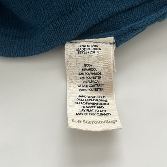 Soft Surroundings Sirena Knit tunic Wool alpaca Sz small Poseidon Blue Preppy - Picture 7 of 10